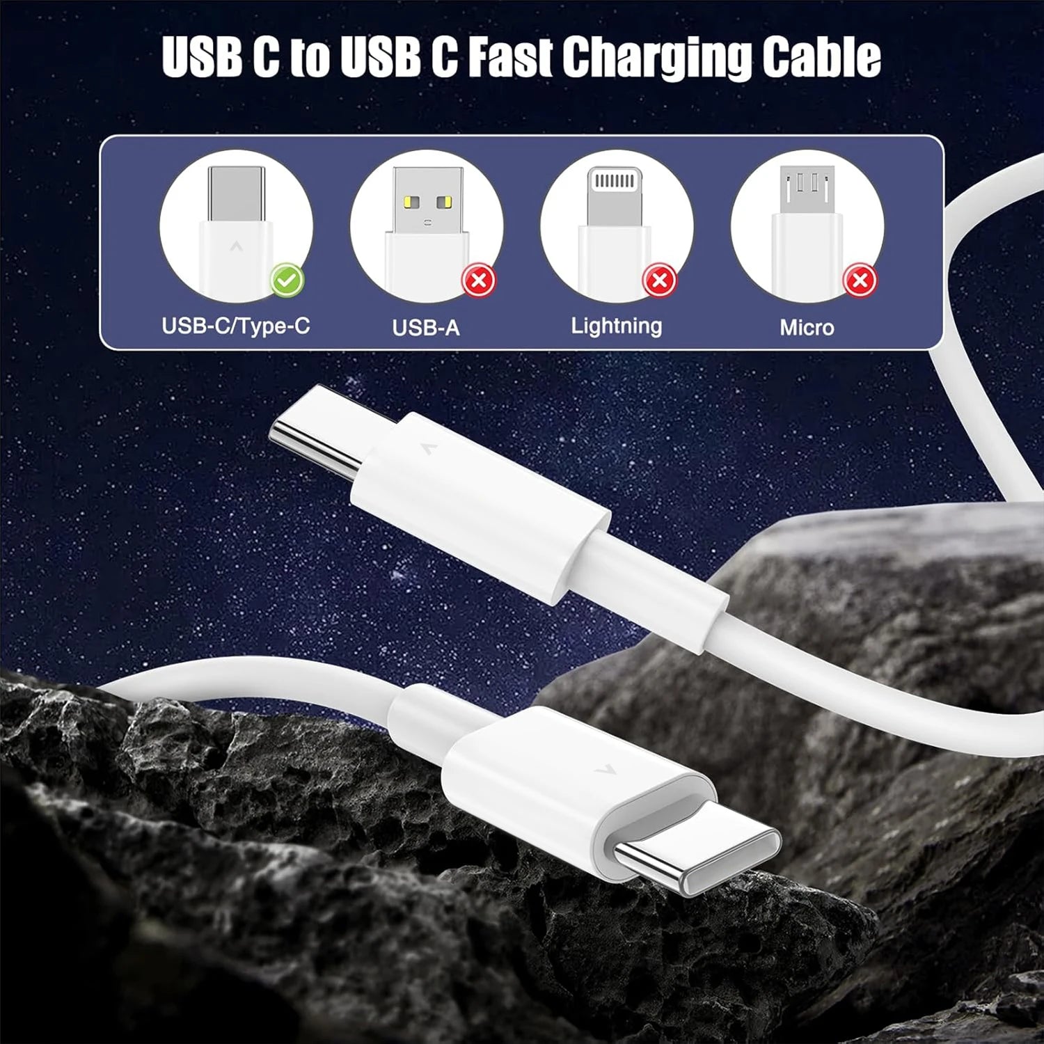 1.8M USB C to Type C Fast Charging Cable for Xiaomi Huawei Samsung Iphone 17 16 15 Series 60W Safe and Efficient Charger Line