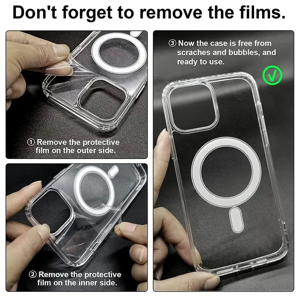 For Magesafe Magnetic Transparent Wireless Charger Case for Iphone 17 16 14 15 12 13 Pro Max 11 Funda Shockproof Acrylic Cover